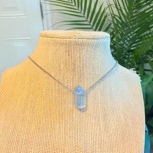 titanium stone split necklace
